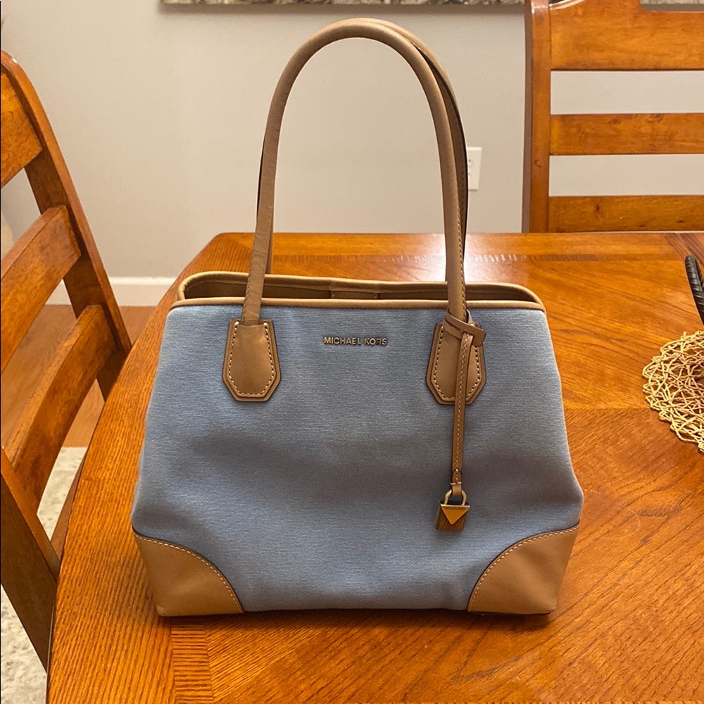 Michael Kors Blue and Tan Women's Bag